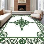 Art Nouveau Green Floral Star Frame Rug