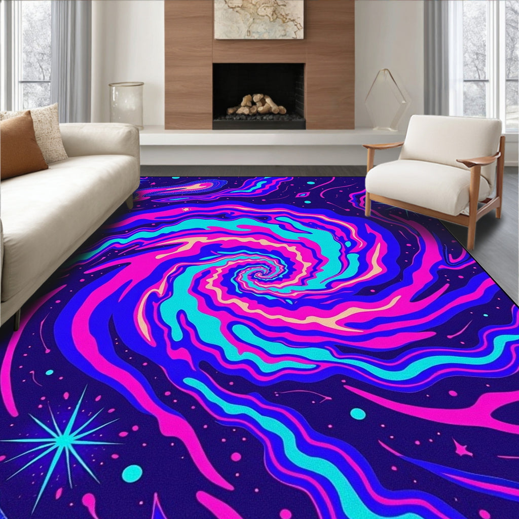 Vibrant Swirl Pattern With Cosmic Accents Rug