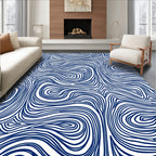 Abstract Blue Line Vortex Pattern Rug