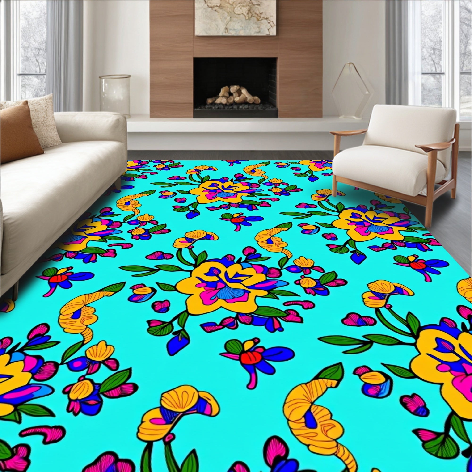 Vibrant Floral Pattern Rug