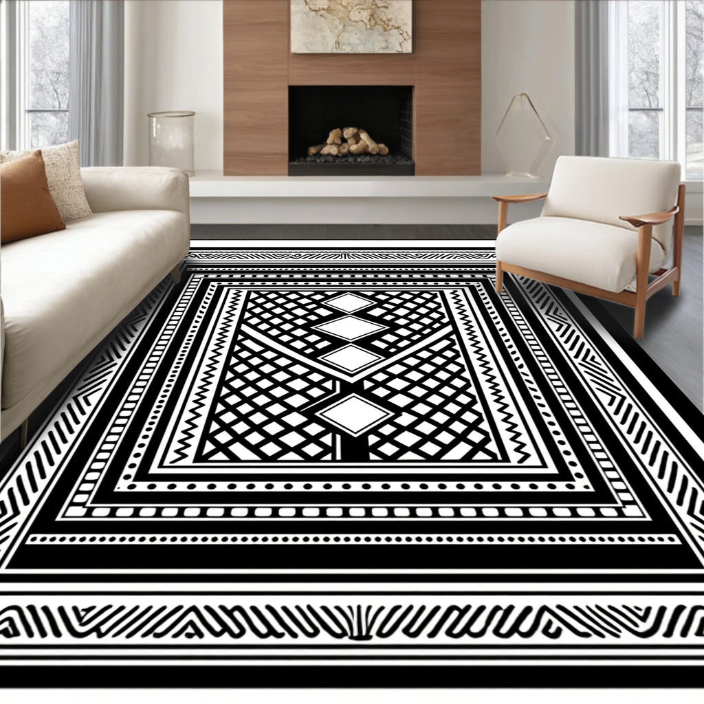 Bold Geometric Diamond Stripe Pattern Rug