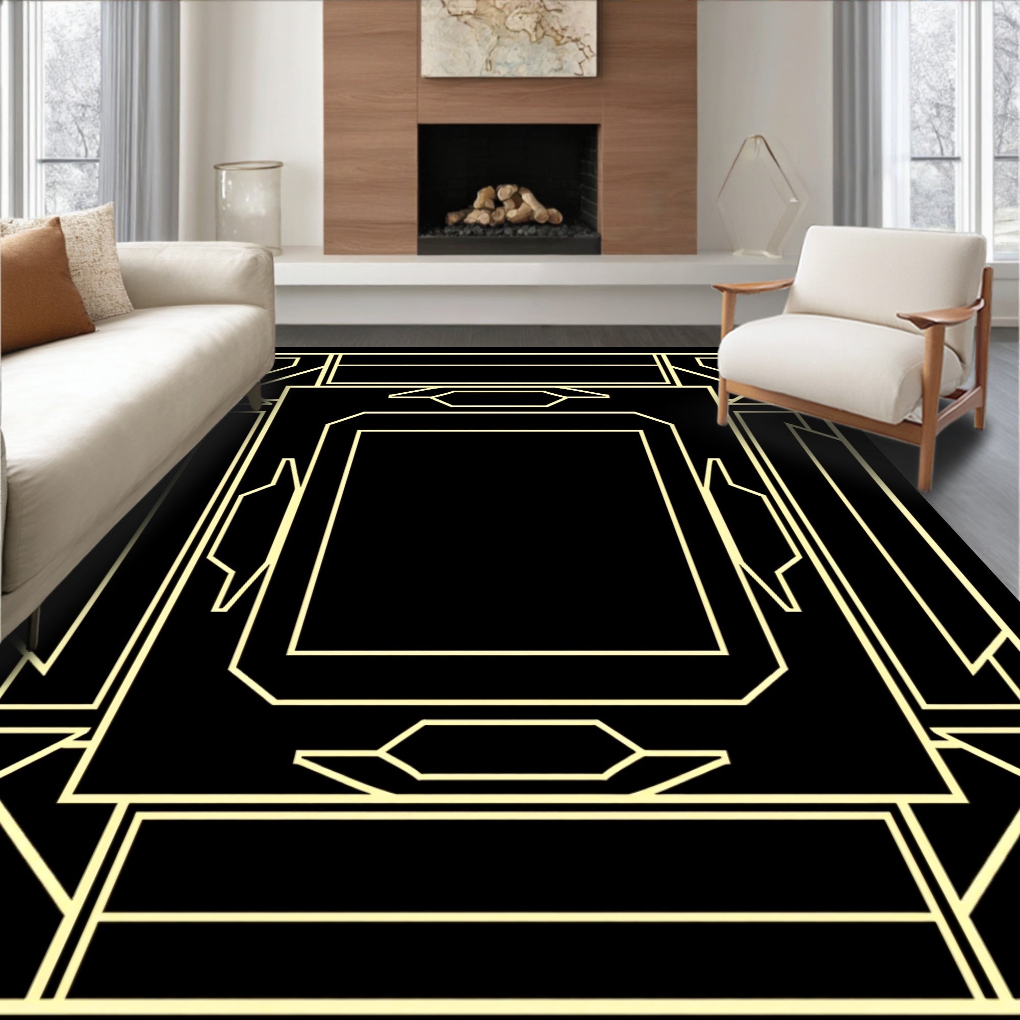 Art Deco Lines Geometric Design Rug