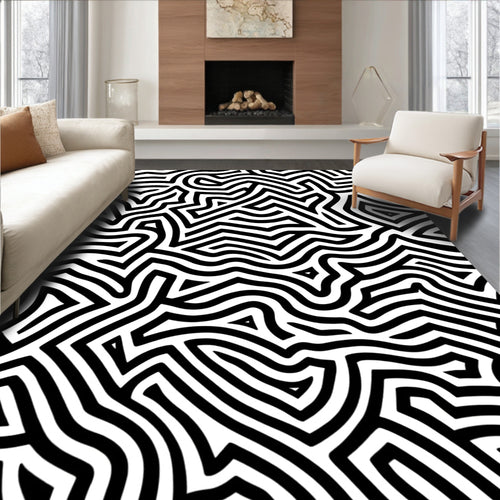Abstract Line Art Maze Pattern Rug