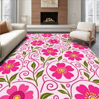 Pink Floral Swirl Pattern Design Rug