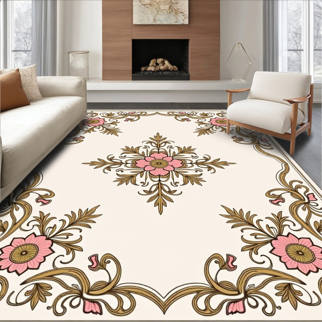 Delicate Floral Filigree Pattern Rug