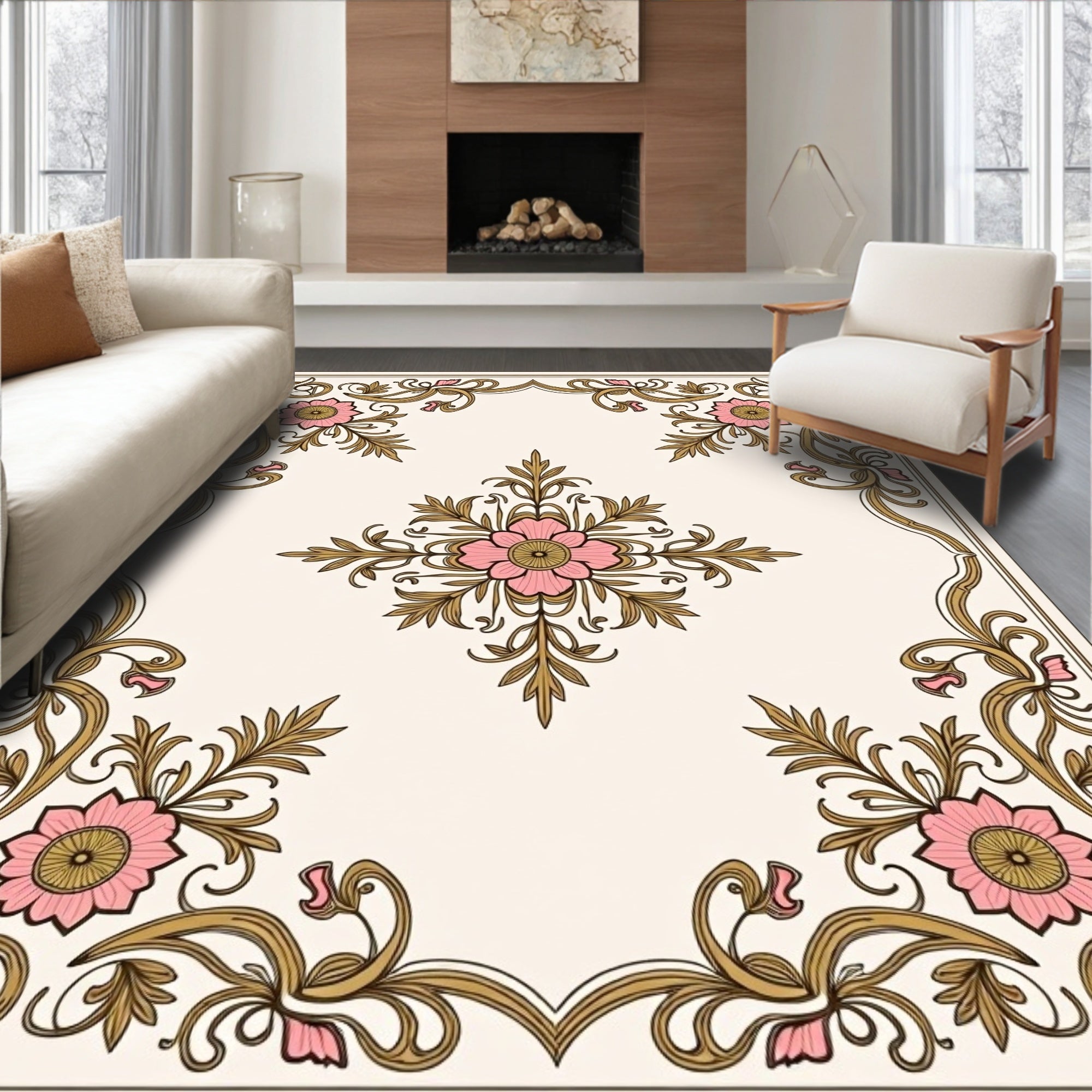 Delicate Floral Filigree Pattern Rug