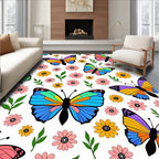 Whimsical Butterflies And Flowers Pattern Rug