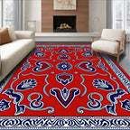 Classic Red Blue Floral medallion Pattern Rug