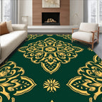 Emerald Gold Intricate Floral Medallion Rug