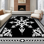Black And White Folk Star Rug
