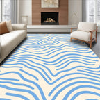Abstract Blue Wave Pattern Rug