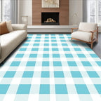 Classic Blue Gingham Checkared Pattern Rug
