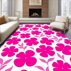 Bold Fuchsia Floral Leaf Pattern Rug