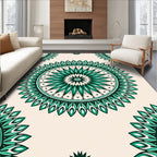 Emerald Green Starburst Mandala Pattern Rug