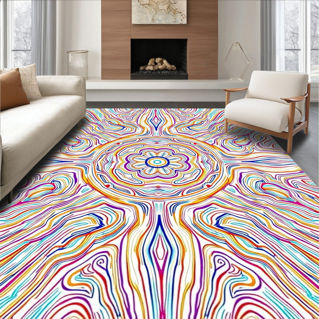 Radiant Colorful Psychedelic Mandala Rug