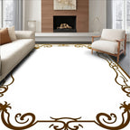Ornate Swirl Leaf Patterned Frame Rug