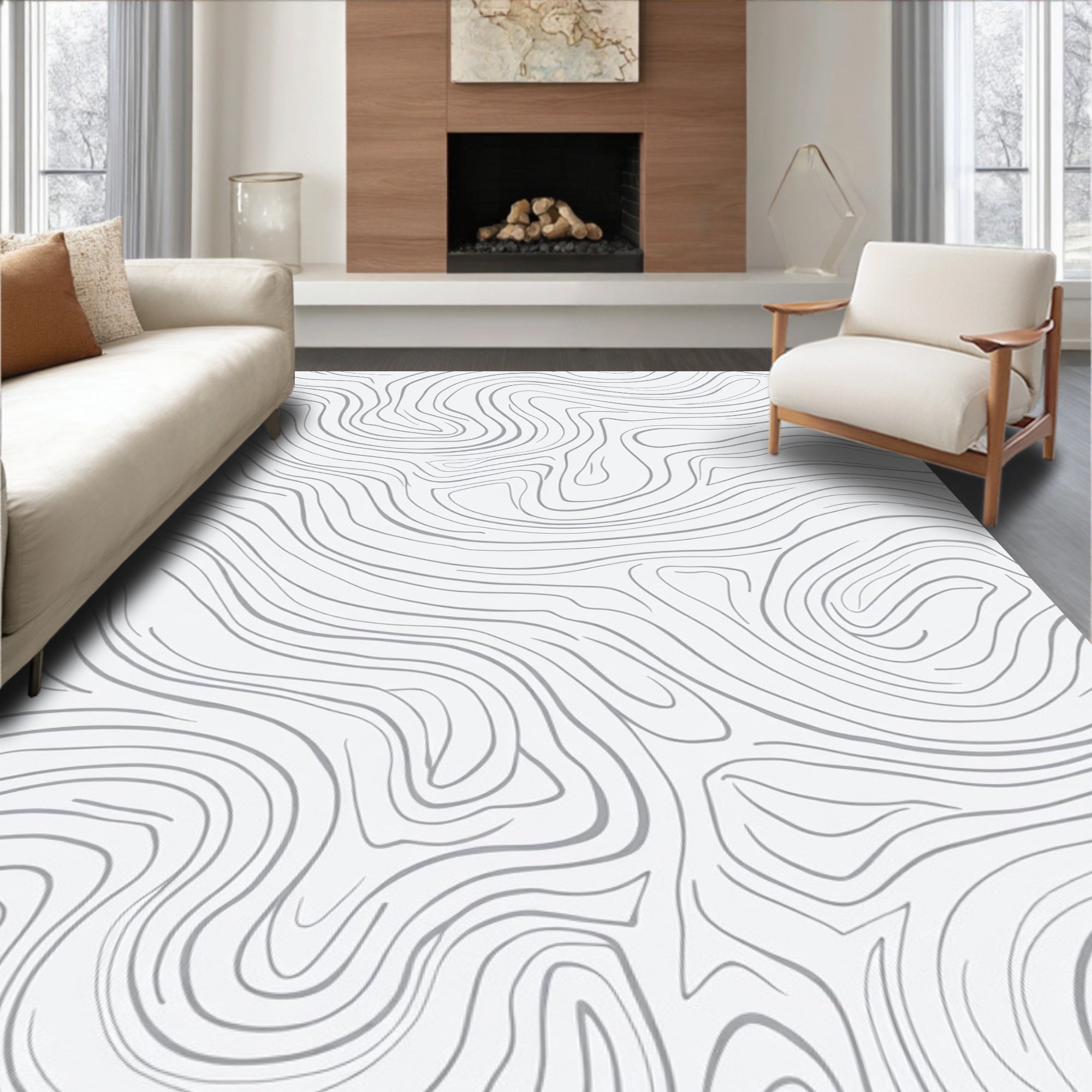 Abstract Swirl Lines Design Rug