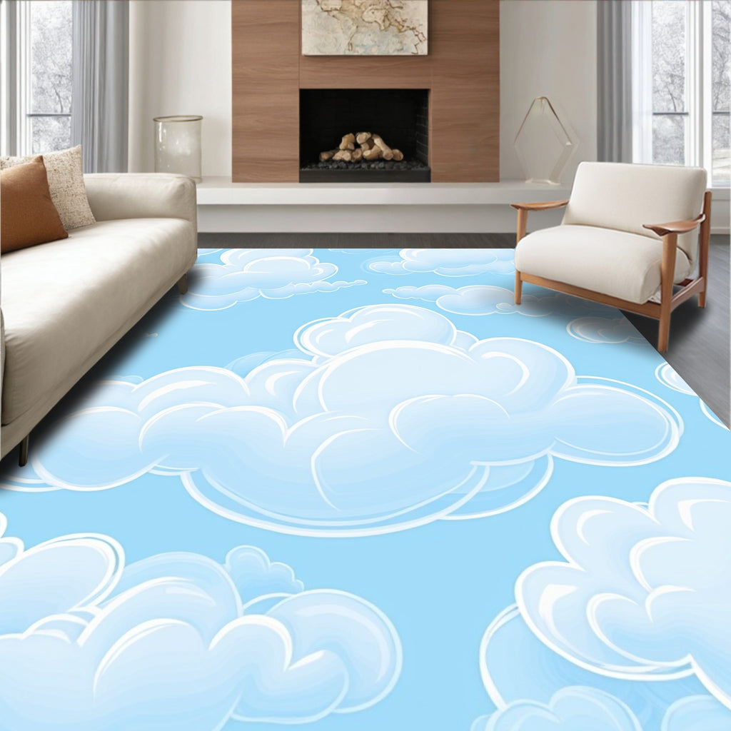 Whimsical Cloud Pattern Sky Design Rug