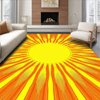 Radiant Sunburst Yellow Orange Design Rug