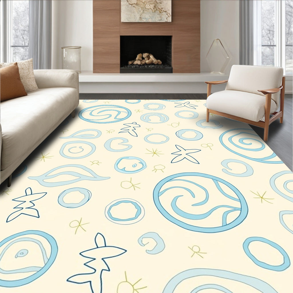 Abstract Circles and Organic Forms Pattern Rug