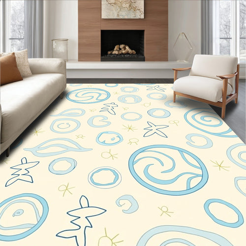 Abstract Circles and Organic Forms Pattern Rug