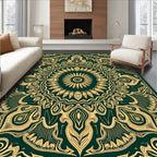 Intricate Gold Mandala Pattern Rug