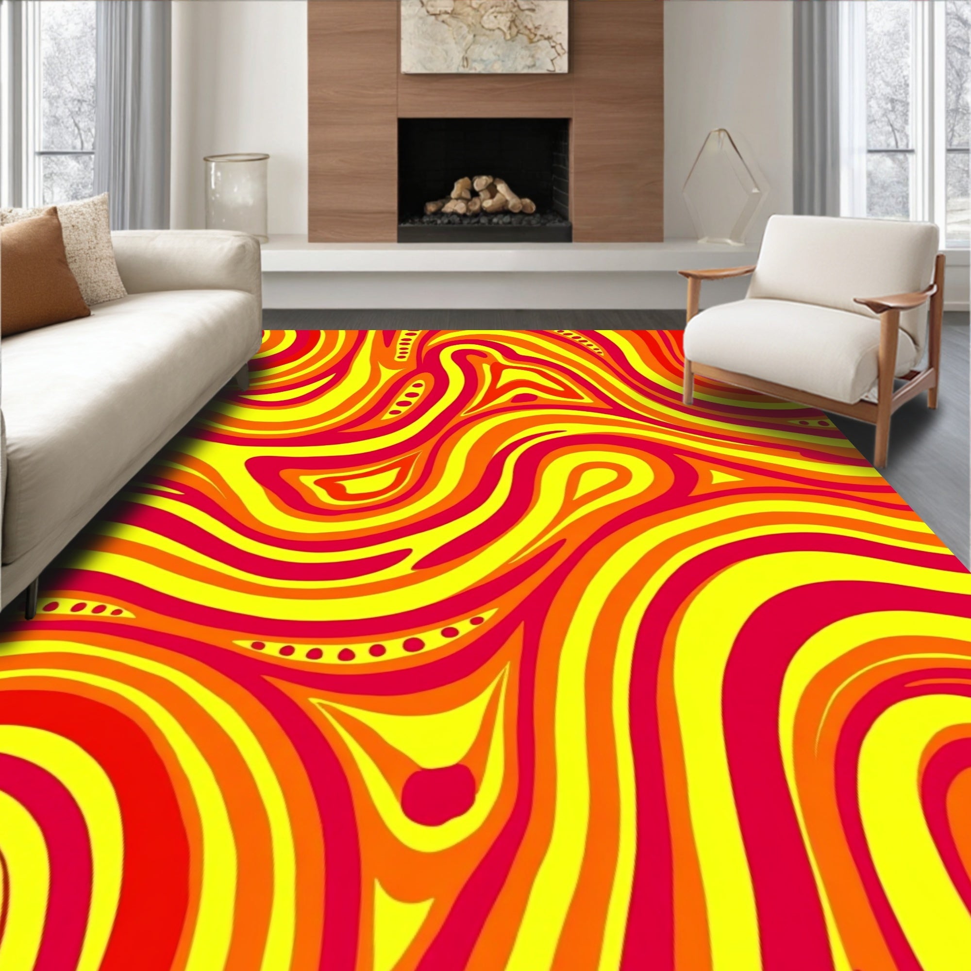 Vibrant Swirl Psychedelic Pattern Rug
