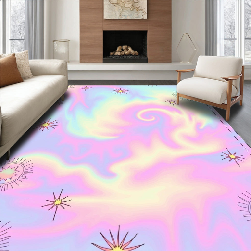 Pastel Swirl Starburst Pattern Rug