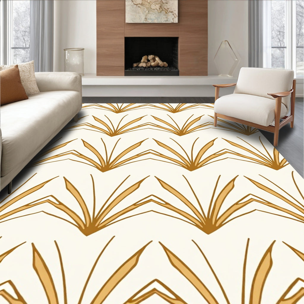 Amber Sunburst Symmetric Pattern Design Rug