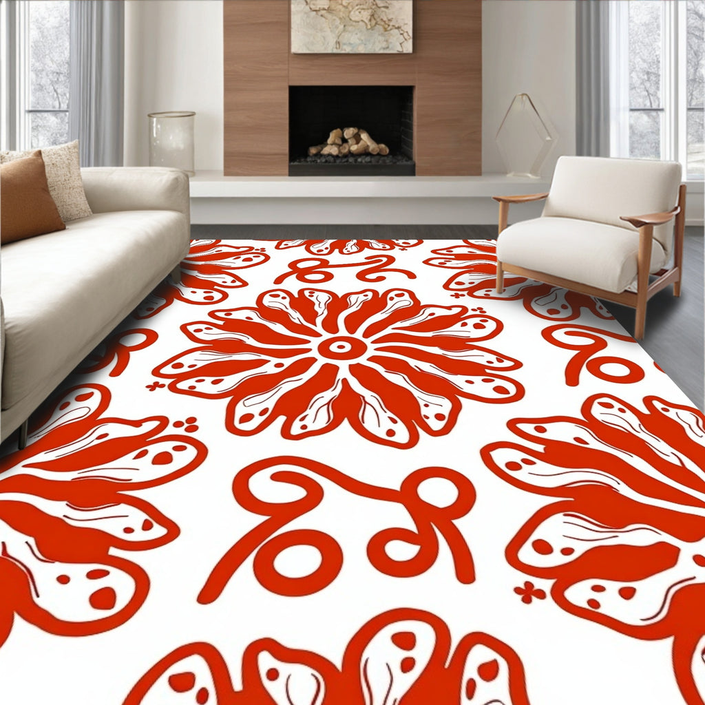Bold Floral Swirl Pattern Rug