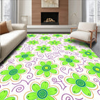 Green Floral Swirls Design Rug