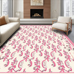 Pink Botanical Swirls Pattern Rug