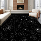 Cosmic Black White Celestial Star Rug