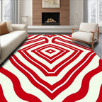 Red White Diamond Wave Pattern Rug