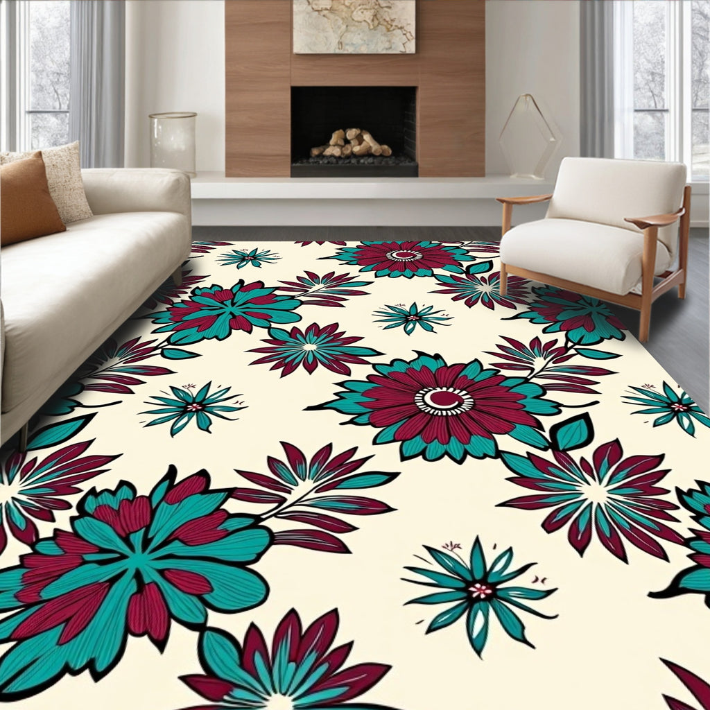 Bold Floral Pattern Design Rug