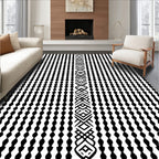 Black White Abstract Geometric Pattern Rug