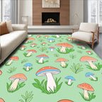 Whimsical Mushroom Pattern Playful Design Rug