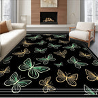 Whimsical Golden Butterfly Garden Rug