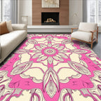 Pink Cream Mandala Pattern Rug