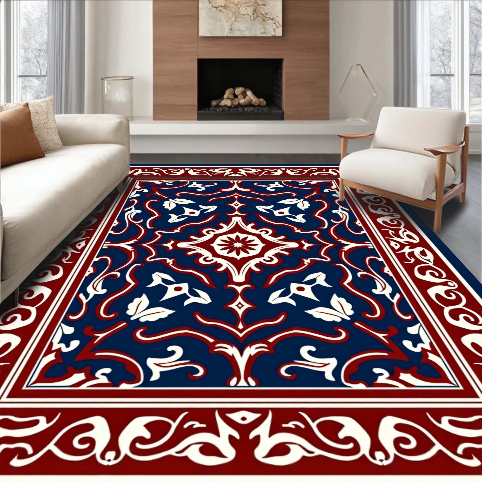 Classic Floral Inlay Pattern Rug