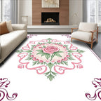 Pink Rose Floral Medallion Garden Vine Rug