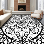 Intricate Floral Scrollwork Inlay Pattern Rug