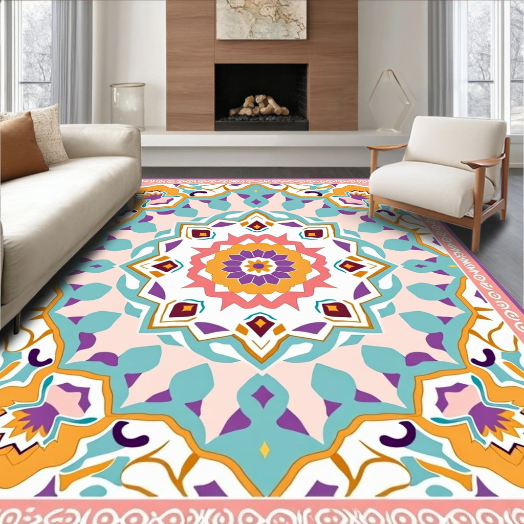 Vibrant Floral Medallion Pattern Design Rug