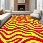Bold Red Yellow Wavy Lines Rug