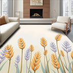 Golden Wheat Lavender Field Design Rug