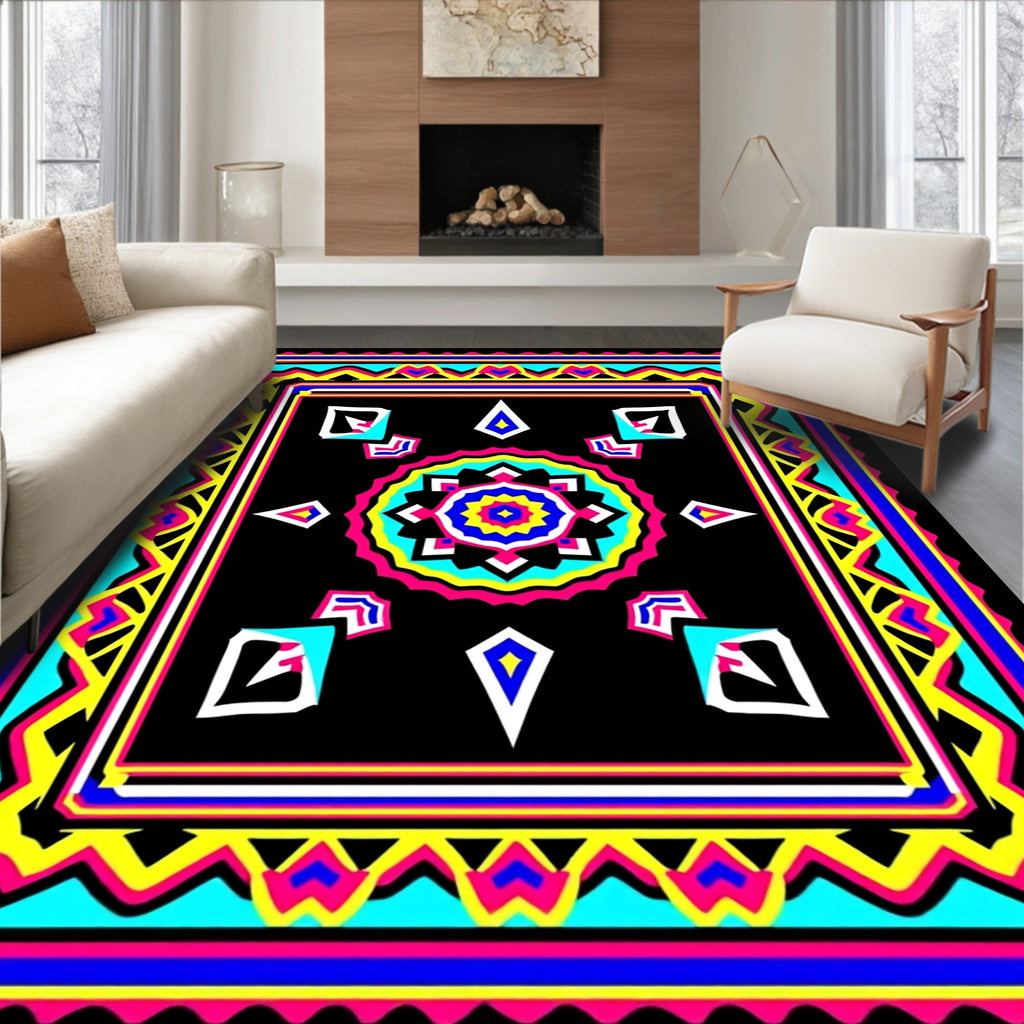 Vibrant Geometric Mandala Pattern Rug