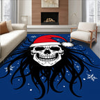 Spooky Christmas Skull Snowflakes Rug