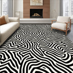 Bold Black White Abstract Terrain Rug