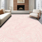 Pink Swirling Abstract Contour Pattern Rug