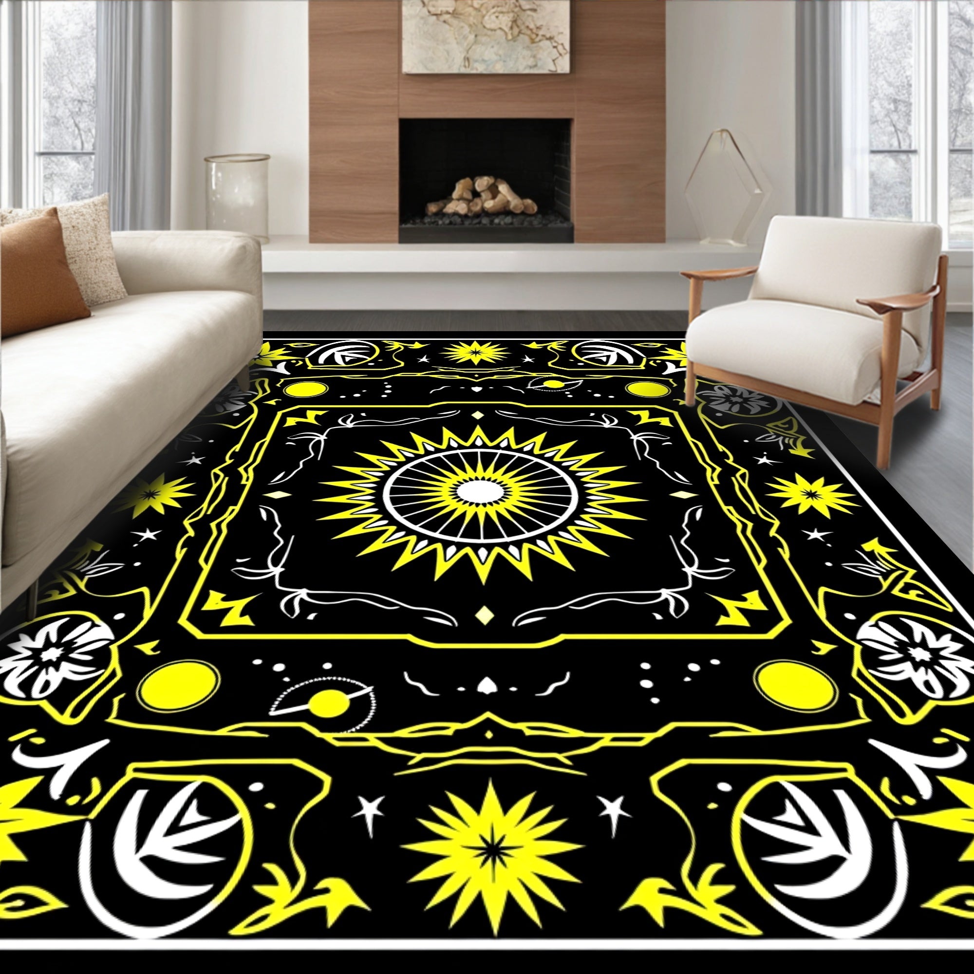 Bold Sun Floral Graphic Design Rug